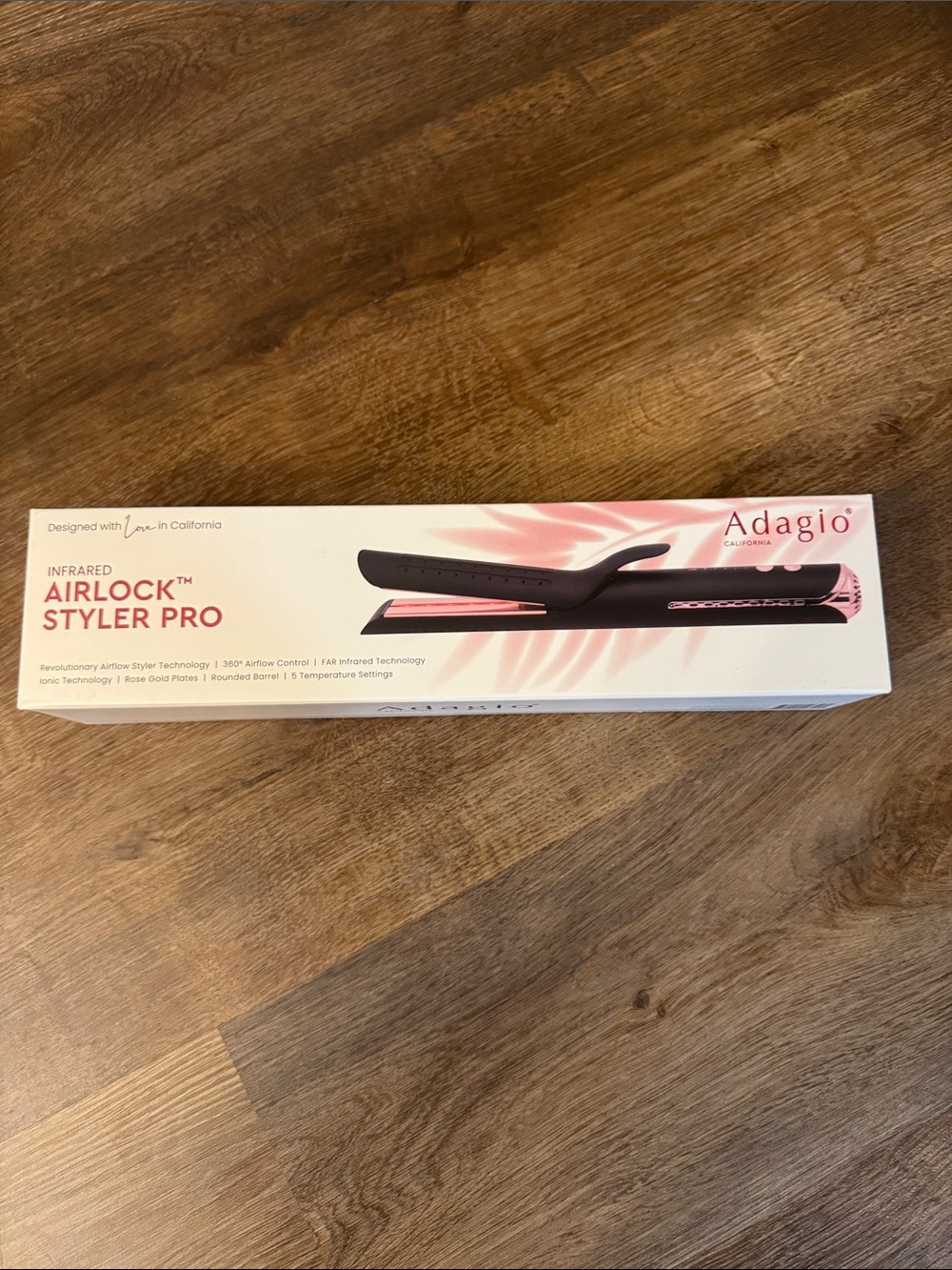 Adagio Airlock Infrared Styler Pro Hair Straightener - Black and Pink